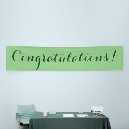 Gefeliciteerd eenvoudig groene banner teken (Beurs)