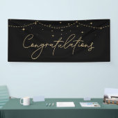 Gefeliciteerd Eenvoudig Zwart Goud Elegant Spandoek (Beurs)