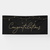 Gefeliciteerd Eenvoudig Zwart Goud Elegant Spandoek (Horizontaal)