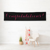 Gefeliciteerd eenvoudig zwart roze banner teken (Insitu)