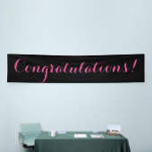 Gefeliciteerd eenvoudig zwart roze banner teken (Beurs)