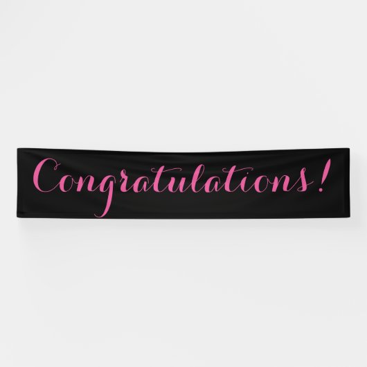 Gefeliciteerd eenvoudig zwart roze banner teken (Horizontaal)