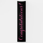 Gefeliciteerd eenvoudig zwart roze banner teken (Verticaal)