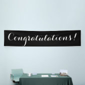 Gefeliciteerd, eenvoudig zwart-wit bannerteken spandoek (Beurs)