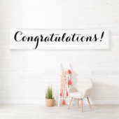 Gefeliciteerd, eenvoudig zwart-wit bannerteken spandoek (Insitu)