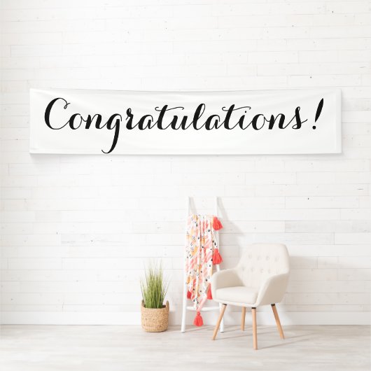 Gefeliciteerd, eenvoudig zwart-wit bannerteken spandoek (Insitu)