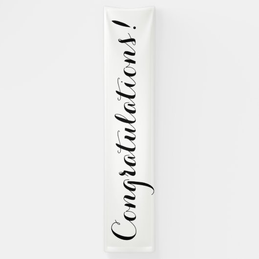 Gefeliciteerd, eenvoudig zwart-wit bannerteken spandoek (Verticaal)