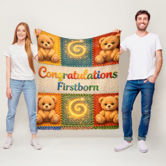 Gefeliciteerd, eerstgeborene knusse gebreide stijl fleece deken