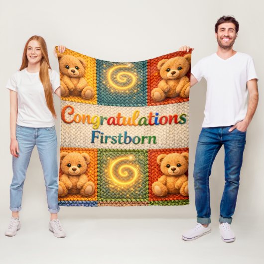 Gefeliciteerd, eerstgeborene knusse gebreide stijl fleece deken (In situ)