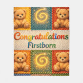 Gefeliciteerd, eerstgeborene knusse gebreide stijl fleece deken (Voorkant)