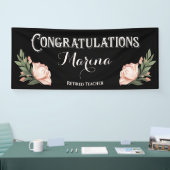 Gefeliciteerd Elegant Bloem Pensioen Monogram Spandoek (Beurs)