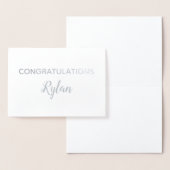 Gefeliciteerd Elegant Brush Print Script Name Folie Kaarten (Display)