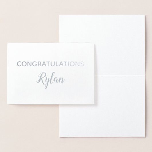 Gefeliciteerd Elegant Brush Print Script Name Folie Kaarten (Display)