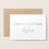 Gefeliciteerd Elegant Brush Print Script Name Folie Kaarten (Voorkant met envelop)
