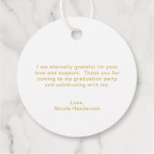 Gefeliciteerd Elegant Gold en White Graduy Cap Bedankjes Labels (Achterkant)