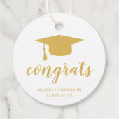 Gefeliciteerd Elegant Gold en White Graduy Cap Bedankjes Labels (Voorkant)