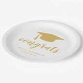 Gefeliciteerd Elegant Gold en White Graduy Cap Papieren Bordje (Gekanteld)