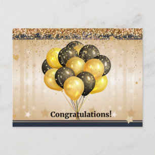 Gefeliciteerd! Elegant zwart en goud ontwerp. Briefkaart