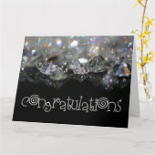 Gefeliciteerd Elegant Zwart Wit Glanzende Diamante Kaart (Gele Bloem)