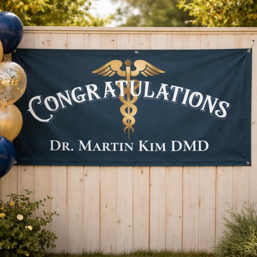 Gefeliciteerd Elegante Dokter Medische Afstuderen Spandoek