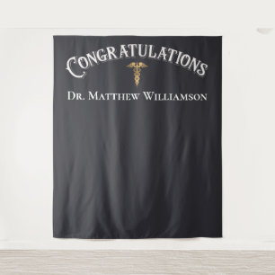 Gefeliciteerd Elegante Dokter Medische Afstuderen Wandkleed