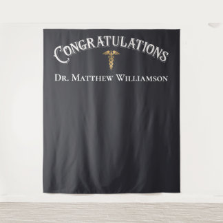 Gefeliciteerd Elegante Dokter Medische Afstuderen Wandkleed
