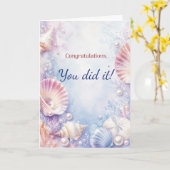 Gefeliciteerd Elegante Kustschelp Waterverf Kaart (Gele Bloem)