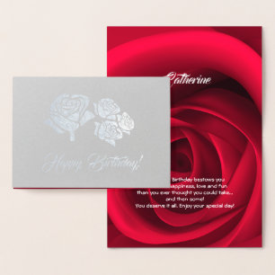 Gefeliciteerd. Elegante Red Rose Luxe Folie Kaarten