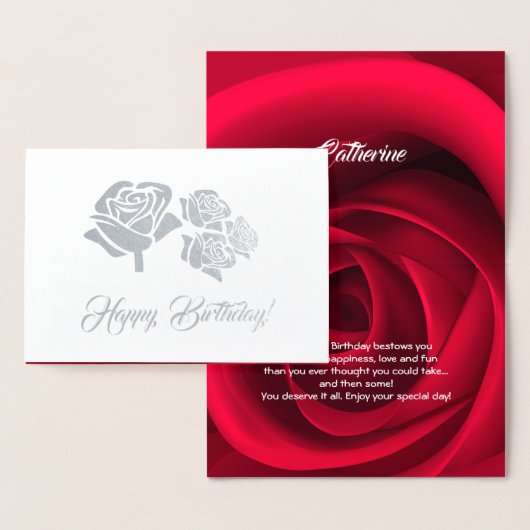 Gefeliciteerd. Elegante Red Rose Luxe Folie Kaarten (Display)
