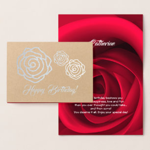 Gefeliciteerd. Elegante Red Rose Luxe Folie Kaarten