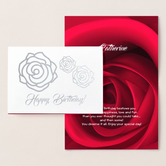 Gefeliciteerd. Elegante Red Rose Luxe Folie Kaarten (Display)