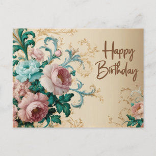 Gefeliciteerd Elegante Vintage Rozen  Briefkaart