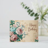 Gefeliciteerd Elegante Vintage Rozen Briefkaart (Staand voorkant)