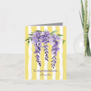 Gefeliciteerd elegante waterverf bloemengeel  kaart