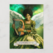 Gefeliciteerd. Engel met harp Briefkaart (Voorkant)