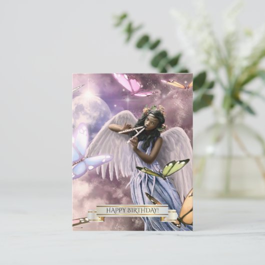 Gefeliciteerd. Engel met vlinders Briefkaart (Staand voorkant)