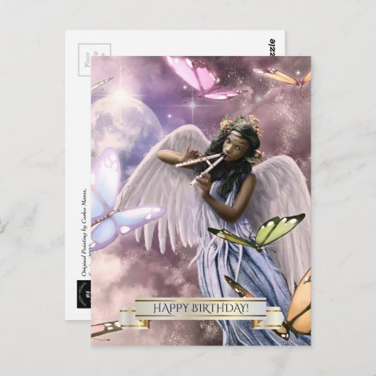 Gefeliciteerd. Engel met vlinders Briefkaart (Voorkant / Achterkant)