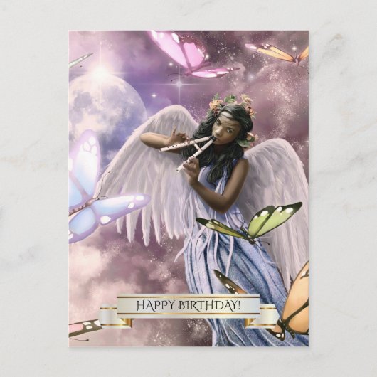 Gefeliciteerd. Engel met vlinders Briefkaart (Voorkant)