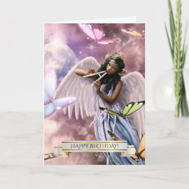 Gefeliciteerd. Engel met vlinders Kaart