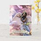 Gefeliciteerd. Engel met vlinders Kaart (Gele Bloem)