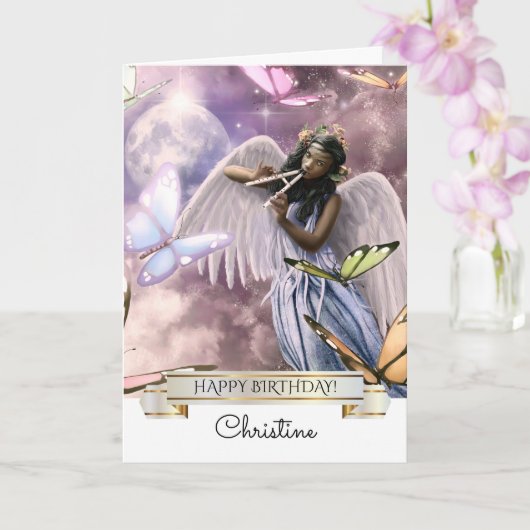 Gefeliciteerd. Engel met Vlinders Kaart (Orchidee)