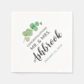 Gefeliciteerd Eucalyptus Leaf Botanische Bruiloft Servet (Voorkant)