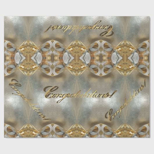 Gefeliciteerd Faux Gold Foil Script Elegant Chic Cadeaupapier (Vlak)