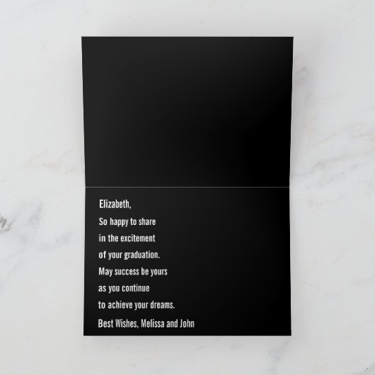Gefeliciteerd Faux wit marmer Afstuderen naam Kaart (Binnen)