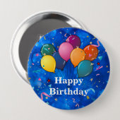 "Gefeliciteerd," Feestballonnen, Confetti, Ronde Button 4,0 Cm (Voorkant /achterkant)