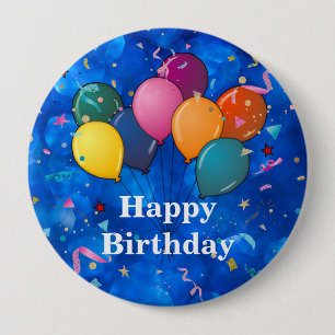 "Gefeliciteerd," Feestballonnen, Confetti, Ronde Button 4,0 Cm