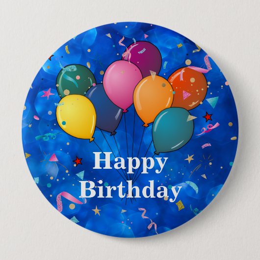 "Gefeliciteerd," Feestballonnen, Confetti, Ronde Button 4,0 Cm (Voorkant)