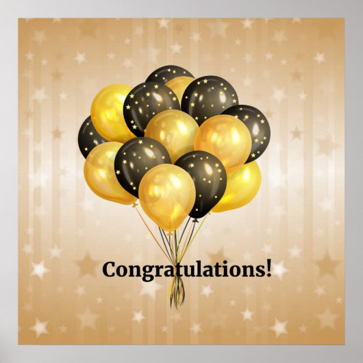 Gefeliciteerd! Feestballonnen. Poster (Voorkant)
