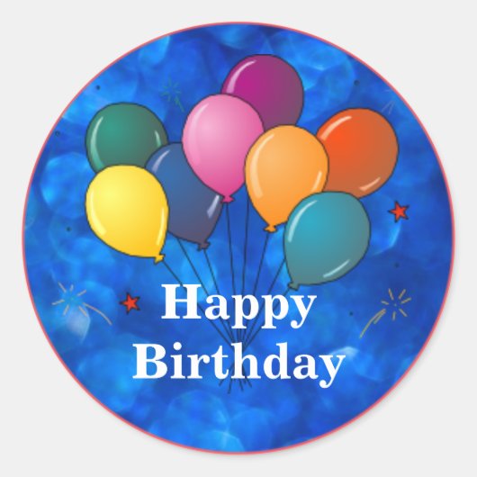 "Gefeliciteerd," Feestballonnen Ronde Sticker (Voorkant)