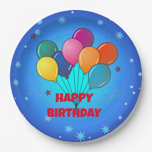 Gefeliciteerd! feestelijke sterrenhemel, papieren bordje (Voorkant)